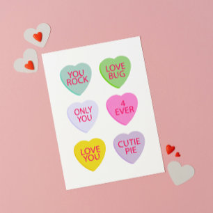 Carte de la Saint-Valentin aux cœurs de bonbon