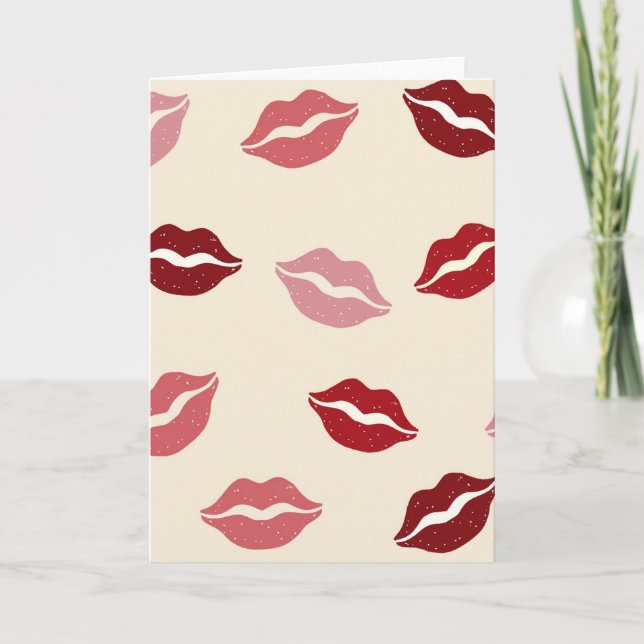 Carte de la Saint-Valentin aux lèvres roses rouges (Devant)