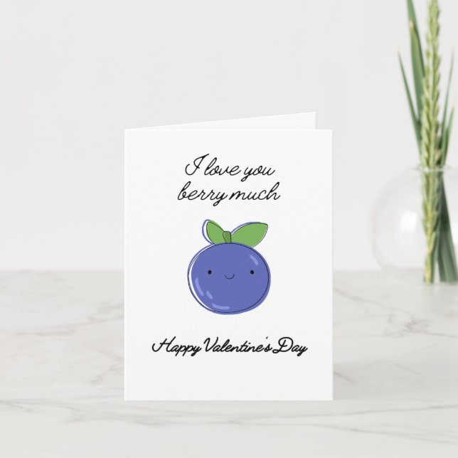Carte de la Saint-Valentin aux myrtilles mignonne  (Devant)