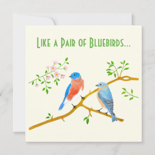 Carte de la Saint-Valentin aux oiseaux bleus jaune