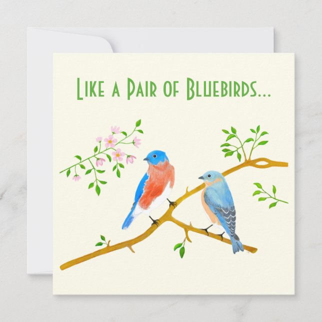 Carte de la Saint-Valentin aux oiseaux bleus jaune (Devant)