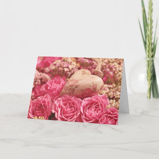 Carte de la Saint-Valentin aux roses florales (Devant)