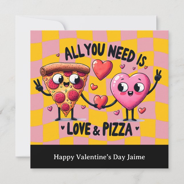 Carte de la Saint-Valentin avec amour pour la pizz (Devant)