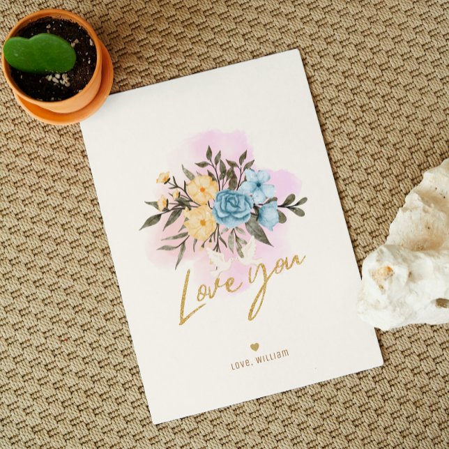 Carte de la Saint-Valentin avec bouquet de fleurs  (Créateur téléchargé)