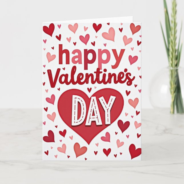 Carte de la Saint-Valentin avec cœurs brodés (Devant)