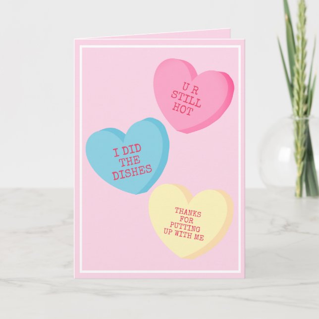Carte de la Saint-Valentin avec coeurs de bonbons  (Devant)