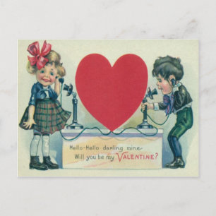 Carte de la Saint-Valentin avec couple rétro vinta