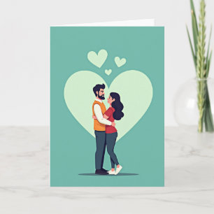 Carte de la Saint-Valentin avec des amoureux s'étr