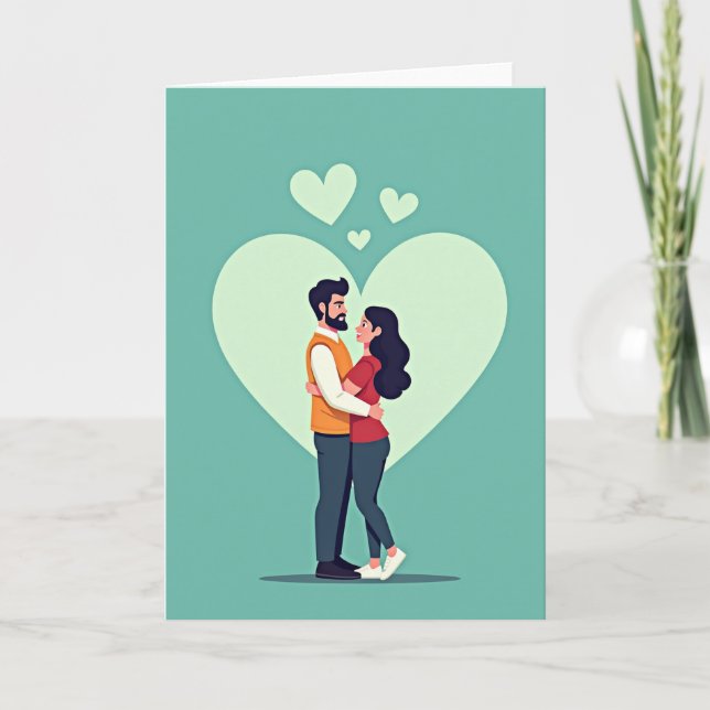 Carte de la Saint-Valentin avec des amoureux s'étr (Devant)