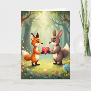 Carte de la Saint-Valentin avec des animaux mignon