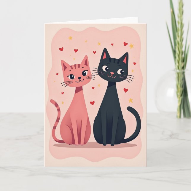 Carte de la Saint-Valentin avec des chats mignons  (Devant)