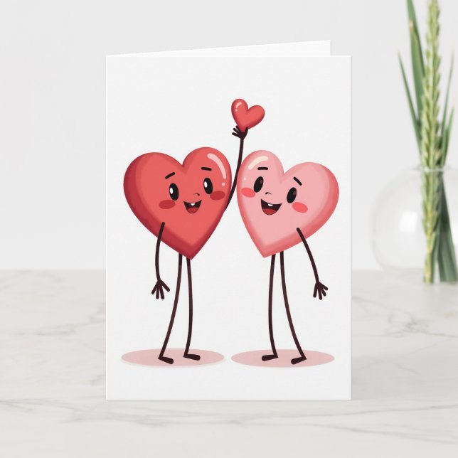 Carte de la Saint-Valentin avec des cœurs mignons (Devant)