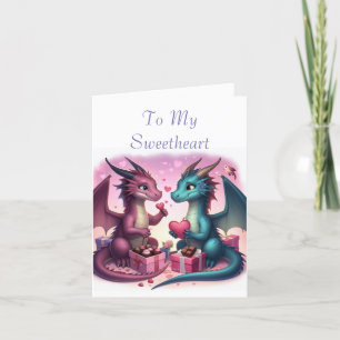 Carte de la Saint-Valentin avec des dragons mignon