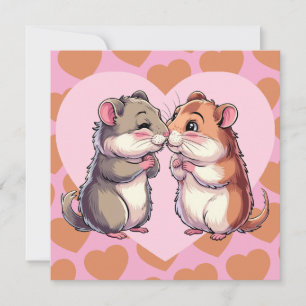 Carte de la Saint-Valentin avec des hamsters s'emb