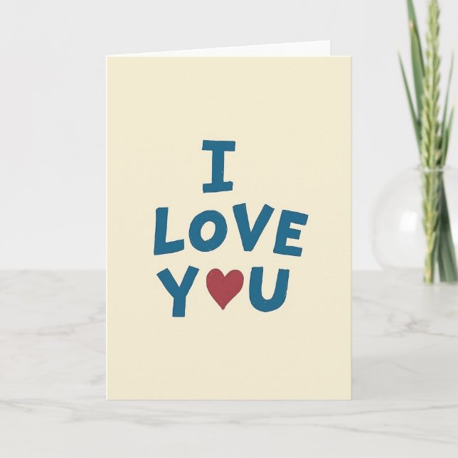 Carte de la Saint-Valentin avec gribouillage « Je  (Devant)