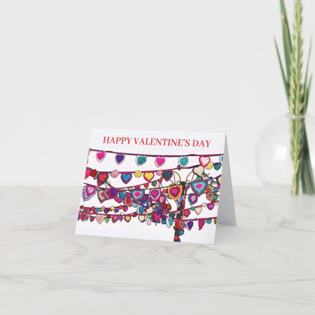 Carte de la Saint-Valentin avec guirlande de cœurs (Devant)