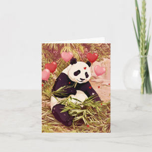 Carte de la Saint-Valentin avec panda et cœurs