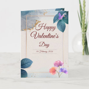 Carte de la Saint-Valentin avec papillons et fleur