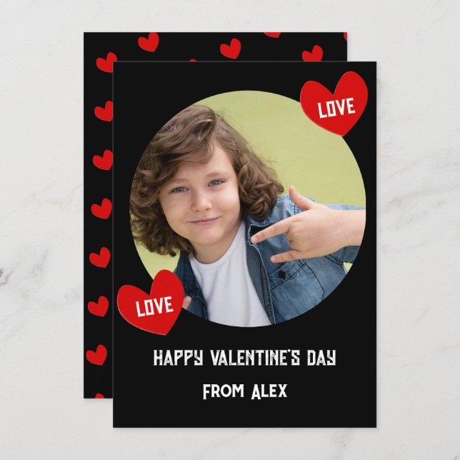 Carte de la Saint-Valentin avec photo de classe de (Devant / Derrière)