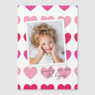 Carte de la Saint-Valentin avec photo de cœurs ros