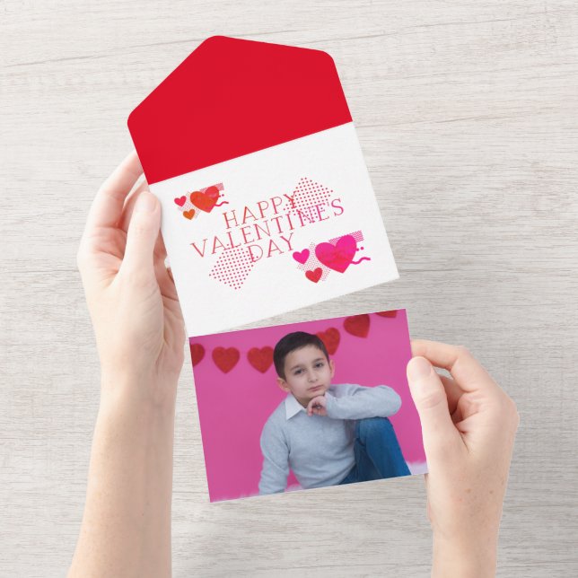 Carte de la Saint-Valentin avec photo et emoji cœu (Déchirure)