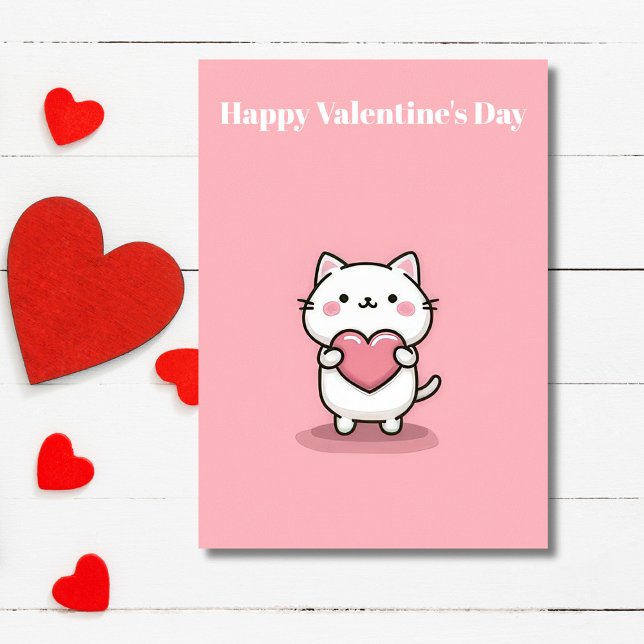 Carte de la Saint-Valentin avec un chat Kawaii mig (Créateur téléchargé)