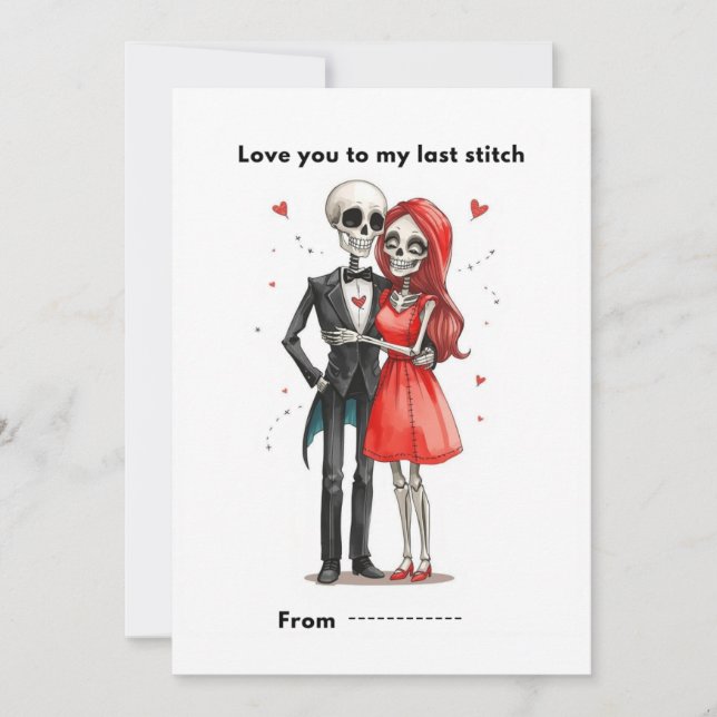 Carte de la Saint-Valentin avec un cœur cousu pour (Devant)