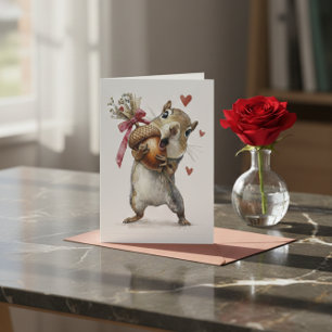Carte de la Saint-Valentin avec un écureuil mignon