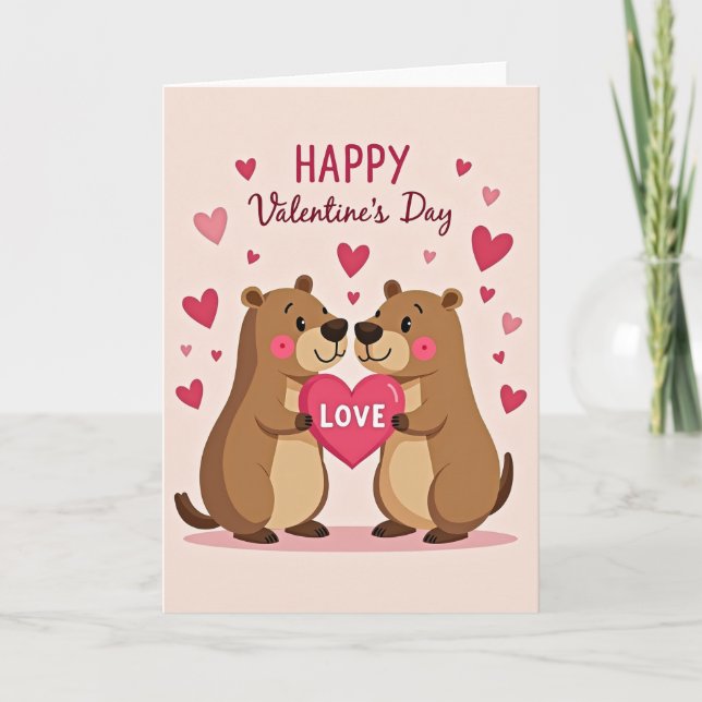 Carte de la Saint-Valentin avec un ours mignon cou (Devant)