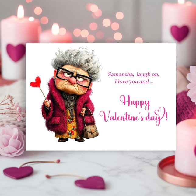 Carte de la Saint-Valentin avec un roulement d'œil (Funny Bored Lady Eye Roll Valentine’s Day Card)