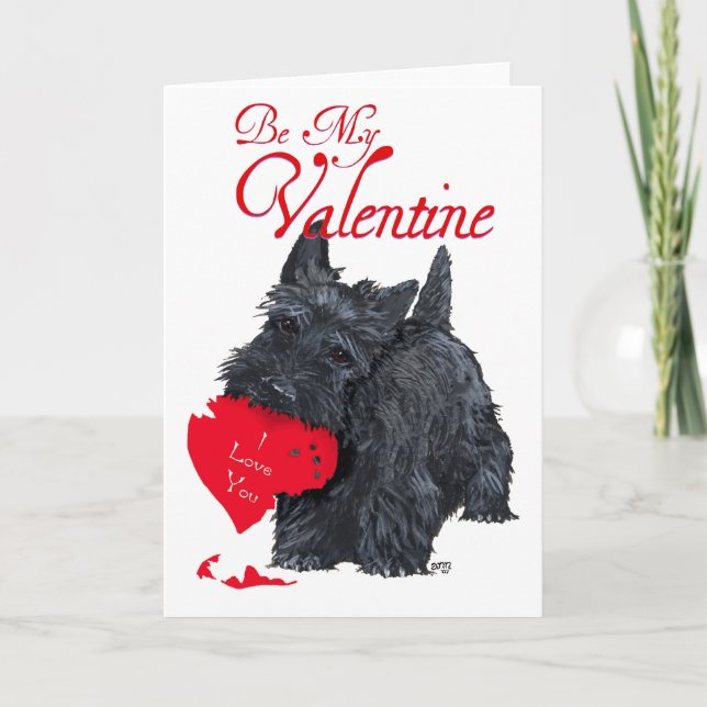 Carte de la Saint-Valentin avec un Terrier Écossai (Devant)