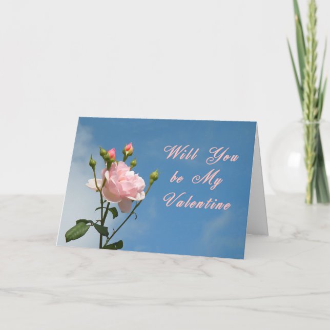 Carte de la Saint-Valentin avec une jolie rose ros (Devant)