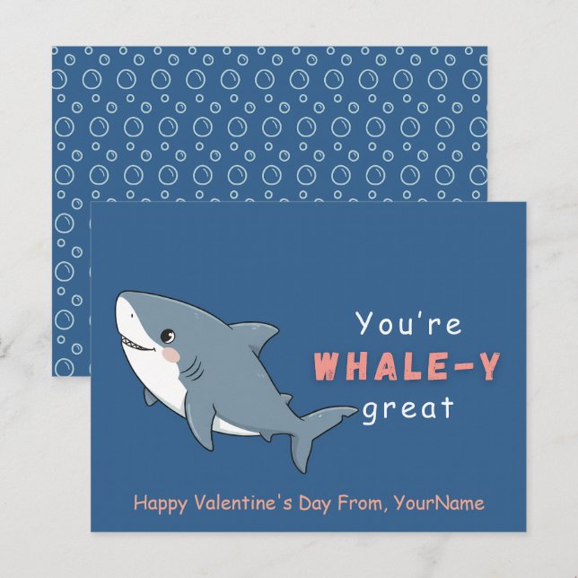 Carte de la Saint-Valentin Baleine – Tu es vraimen (Devant / Derrière)