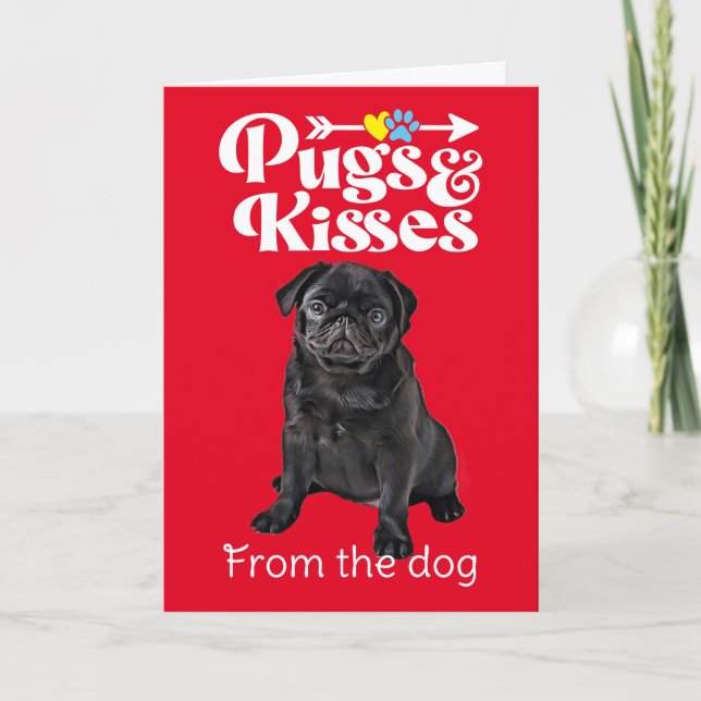 Carte de la Saint-Valentin Bisous et Câlins Pug (Devant)