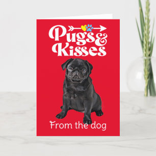 Carte de la Saint-Valentin Bisous et Câlins Pug