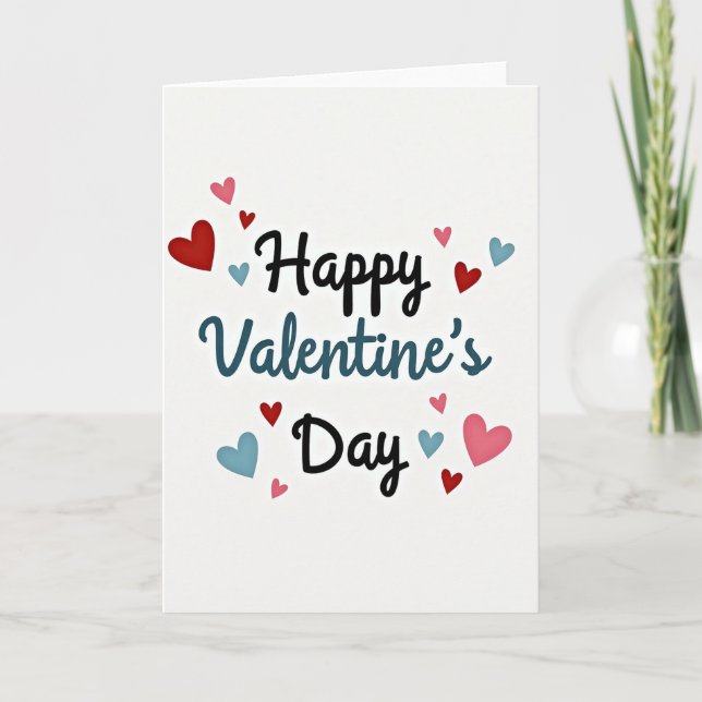 Carte de la Saint-Valentin bleue joyeuse (Devant)