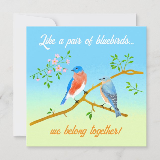 Carte de la Saint-Valentin Bluebirds Flat Bleu pâl (Devant)