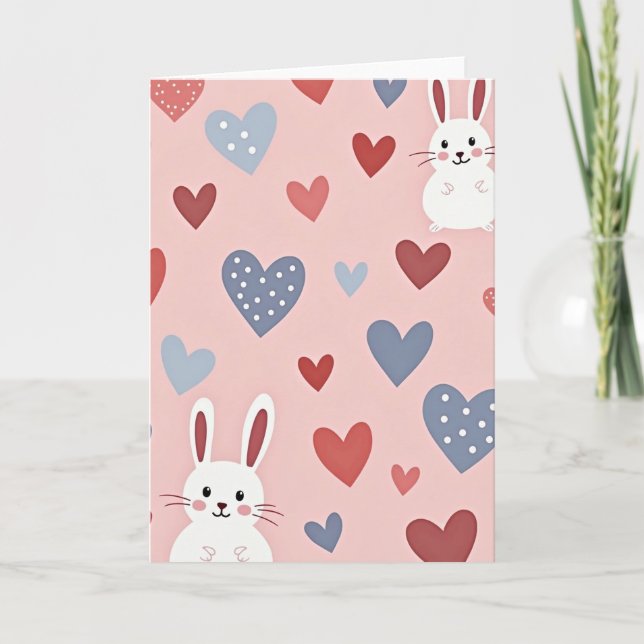Carte de la Saint-Valentin Bunny Cute Hearts (Devant)