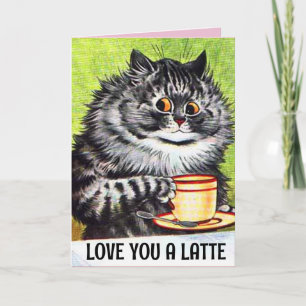 CARTE DE LA SAINT-VALENTIN CAFE CHAT ART AMOUR GRA