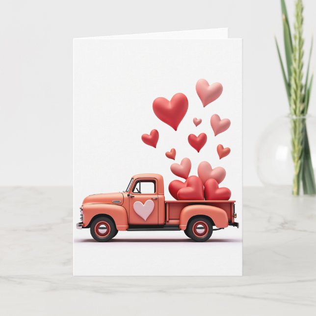 Carte de la Saint-Valentin Camion Coeurs (Devant)