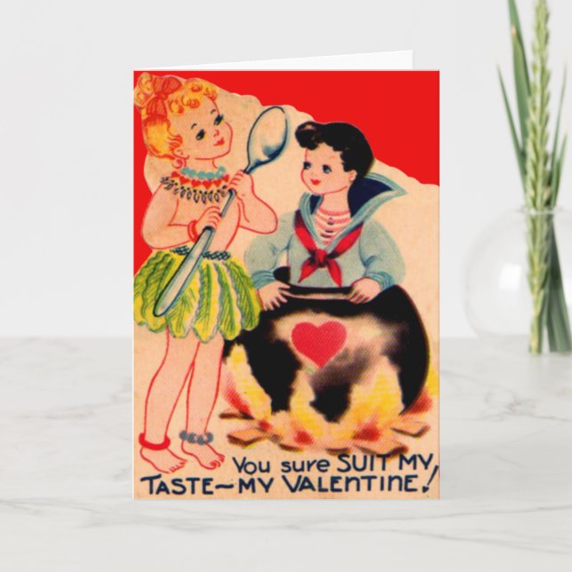 Carte de la Saint-Valentin Cannibale Rétro Vintage (Devant)