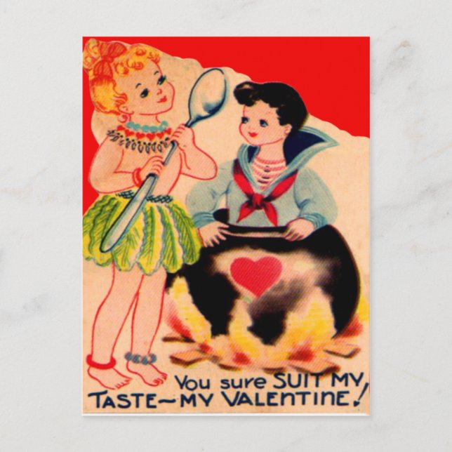 Carte de la Saint-Valentin Cannibale Rétro Vintage (Devant)