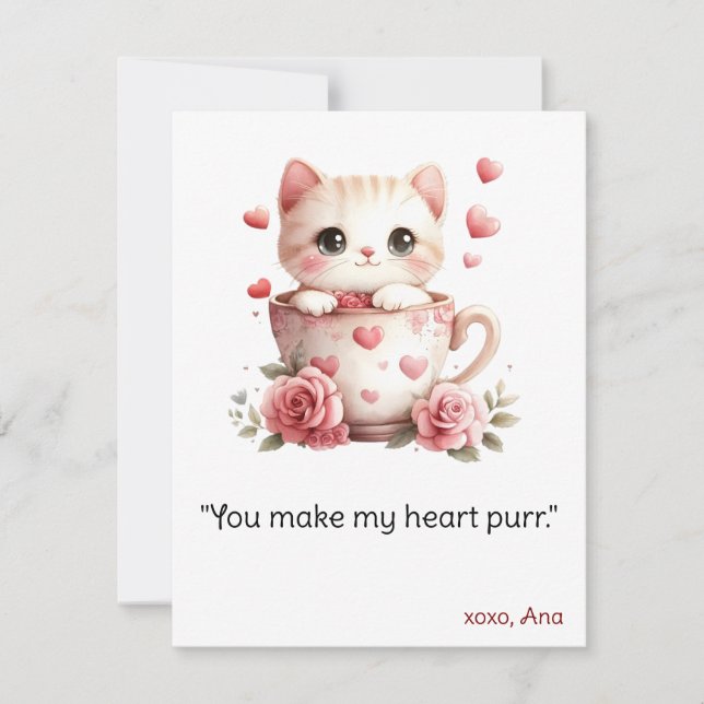 Carte de la Saint-Valentin, carte d'amour de chat, (Devant)