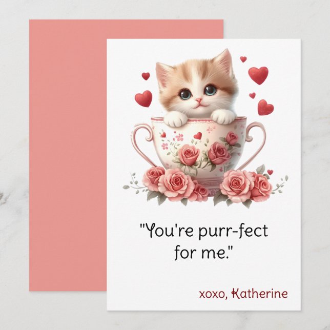 Carte de la Saint-Valentin, carte d'amour pour cha (Devant / Derrière)