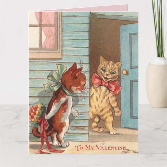 CARTE DE LA SAINT-VALENTIN CHAT LOUIS WAIN GRANDE  (Devant)