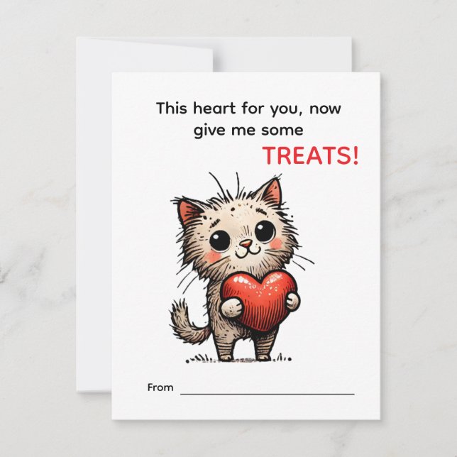 Carte de la Saint-Valentin Chat Mignon  (Devant)