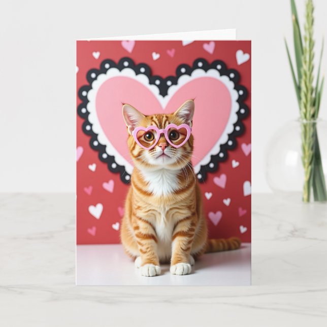 Carte de la Saint-Valentin Chat Mignon Cœur (Devant)