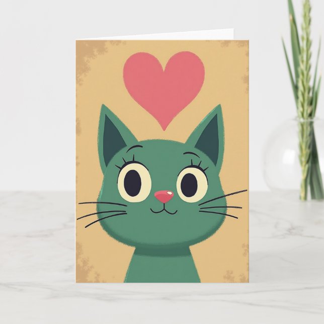 Carte de la Saint-Valentin Chaton Mignon (Devant)