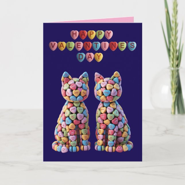 Carte de la Saint-Valentin Chats en Bonbons (Devant)