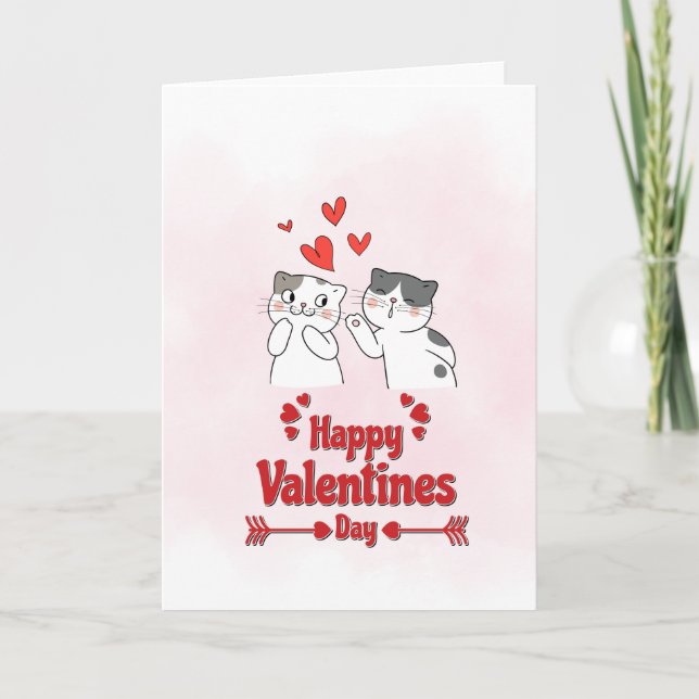 Carte de la Saint-Valentin Chats Mignons – Amour D (Devant)